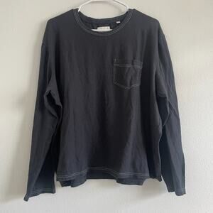 Billy Reid T Shirt Women XXL Pocket Tee Long Sleeve Contrast Stitch Cotton